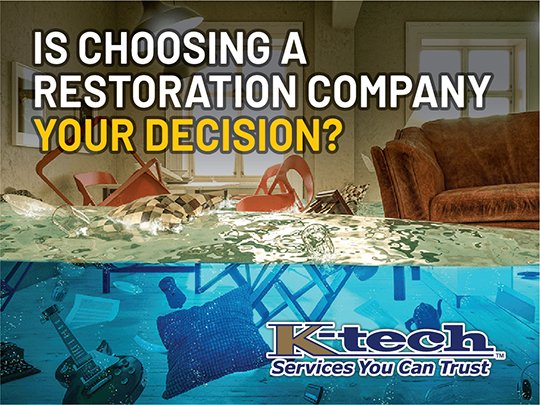 Choosing a Restoration Company blog header with photo of a flooded home